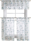 GoodGram Cassandra Floral Embroidered Semi Sheer Kitchen Curtain Tier & Valance