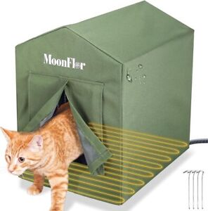 Elevated Heated Cat Bed Weatherproof Safe Pet House Kitty Outdoor Warm & Dry US