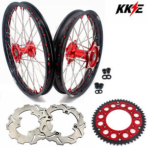 KKE 21/19 Cast Dirt Bike Wheels For Honda CR125R 1998-2001 CR250R 1997-2001 Red