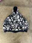 Vintage Y2K Famous Stars And Straps Skull Zip Up Hoodie Size LG