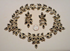 1960s unsigned Hattie Carnegie Elaborate Rhinestone Necklace & Drop Earrings Set