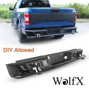 Full Width Rear Bumper Replacement For 2015-2020 Ford F-150 w/D-Rings+LED Lights