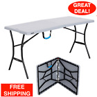 5-Foot Fold-In-Half Table Indoor Outdoor Picnic Party Camping Dining Table Gray