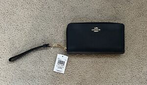 New with Tags, COACH Pebbled Leather Long Zip Around Wallet in Midnight Blue