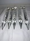Lot of 5-Antique 81/4 Long Gothic Cut / Notched Spear Crystal Prisms Drop