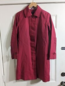 Vintage GAP Women's Size Small Long Red Trench Coat 2002. Zip & Button Closures.