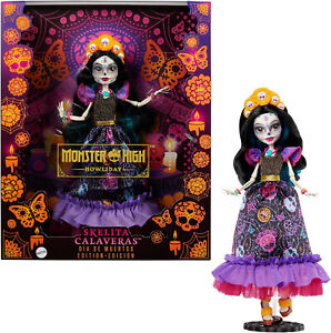 Monster High Doll,Skelita Calaveras Dia De Muertos，with Skull & Marigold Details