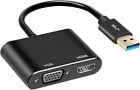 USB to HDMI VGA Adapter, USB 3.0 to HDMI Adapter Converter 1 in 2 Out Support HD