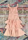 Antique Vintage 1920s Pink Silk Flapper Dress with Tiered Skirt and Lace Detail