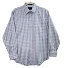 Nordstrom Smartcare Button Shirt Size 16 33 Wrinkle Free Cotton Blue White Tradi