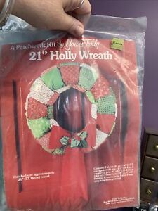 New ListingVintage Yours Truly Patchwork Craft Kit Christmas Holly Wreath 1982 Made in USA