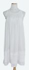 Shabby Chic Womens White Cotton Victorian Swiss Dot Sleeveless Nightgown S