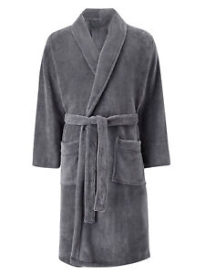 Luxury Robe Plush Bath Robe Micro Fleece Unisex One Size Fits Most Gray