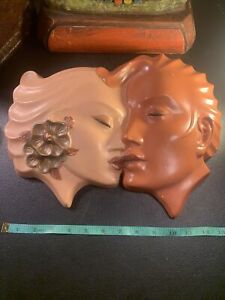 New ListingAlexander Backer Chalkware Man And Woman Kissing AB. CO 1950s ART DECO