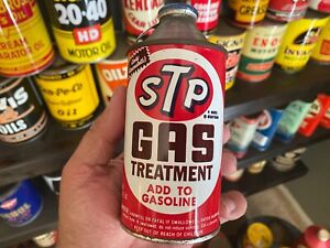 VINTAGE~ FULL NOS~ STP GAS TREATMENT CONE TOP METAL CAN FROM 1973~ NICE CAN!!!