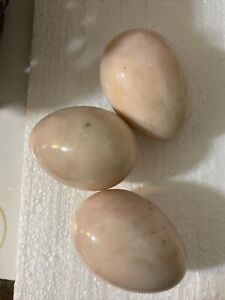 Natural Onyx Stone Polished Eggs Decor, Lot of 3 Rose
