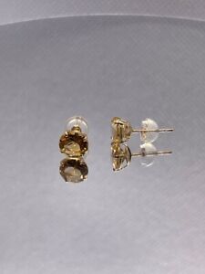 14k yellow gold stud earrings with 3cts genuine yellow topaz gemstones