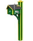 Green and Yellow Tractor Poly Mailbox with Post and Chrome Muffler-Shaped Flag