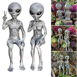 Realistic Space Alien Statue Martian Garden Figurine Set Home Decoration Outdoor