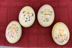 Lot of 4 Vintage Hand Painted Genuine Egg Shells with stands