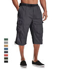 Men's Casual Cotton Cargo Shorts Outdoor Hiking 3/4 Length Below Knee Pants Man