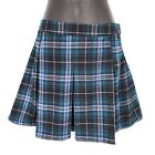 Ecote Tartan Plaid Pleated Mini Skirt 0 Blue Green Black Preppy Academia Uniform