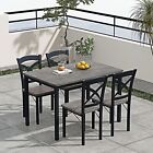 5-Piece Dining Table Set  with Metal Frame and 4 Chairs