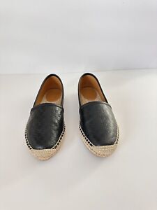 Gucci Guccissima Black Leather  Espradrille Flats Size 37 / Size 7 - Authentic