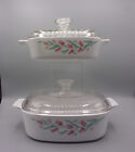 Lot of 2 Vintage Corning Ware Rosemarie Casserole Set With Lids 1L & 2L