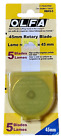 NEW 5-Pack Olfa RB45-5 Rotary Blade Refills 45mm Tool Replacement Discs 5 Total