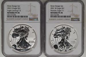 2021 S and W Silver Eagle Set Reverse PF 70 T-1 T-2 NGC
