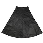 Beulah Style Black A-Line Faux Leather Midi Skirt Womens Small New Flawed