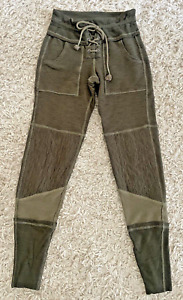 Free People FP Movement Kyoto ? Leggings Pants Patchwork Quilted Olive Green XS