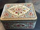 Vintage., Small Hinged.  Trinket Box With Flower Design- Holland