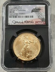 2021 $50 GOLD EAGLE NGC MS-70 1ST DAY OF PRODUCTION EXCLUSIVE BLACK SLAB HOLDER