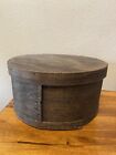Vintage Wood Round Cheese/Hat Box 11”x5” Made In USA Dark Brown