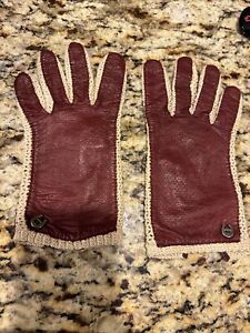 Vintage 1970 Etienne Aigner Gloves Womens  Size 8.5 Leather Dark Maroon Designer