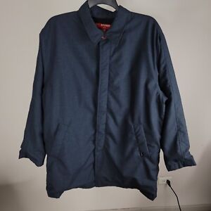 Vintage Stussy Jacket Coat Mens XL Blue Black Button Up Trench Coat OVERSIZED