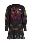 Farm Rio Navy Tropical Tapestry Embroidered Smocked Mini Dress Size XS