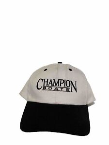 Vintage 90’s Champion Boats White & Black SnapBack Hat Embroidered