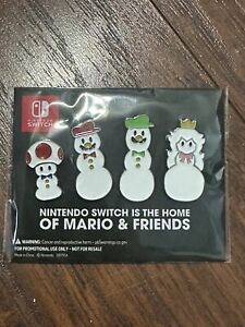Mario and Friends Snowmen Holiday Pin Set GameStop Exclusive Pin Set Christmas