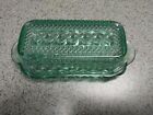Vintage Anchor Hocking Wexford Green Glass Butter Dish