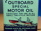 FULL UNCUT TOP 1940s QUAKER STATE DUPLEX OUTBOARD MOTOR OIL Old 1 qt Can GRAPHIC