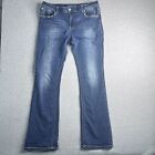 Grace in LA Jeans Womens 34 Distressed Embroidery Rhinestones Easy Fit Boot Cut