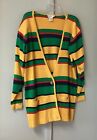 Vintage 90s Y2K Tanjay Cardigan Sweater Size Large Multicolor Striped Long Sleve