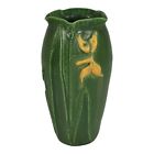 Ephraim Faience 2003 Hand Made Pottery Yellow Iris Star Green Cabinet Vase 062