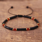 Black Onyx & Red Agate Beads Healing Inner Peace Spiritual Women Men Bracelet