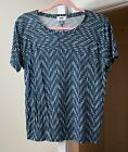 Old Navy Knit Modal T-Shirt Teal Blue Geometric Graphic Short Sleeve Women's XS