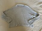 American Eagle Women's Medium Cropped Cardigan Sweater Gray Cable Knit Pullover