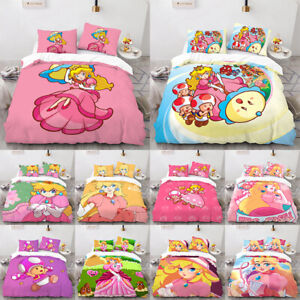 PeachPrincess Girls Bedding Set superMario Duvet Cover Pillowcase Bedroom Gift
